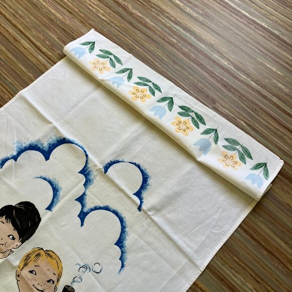Dutch Children Kitchen Curtain Vintage Holland Tulip Jong Geleerd Oud Gedaan - Picture 2 of 6